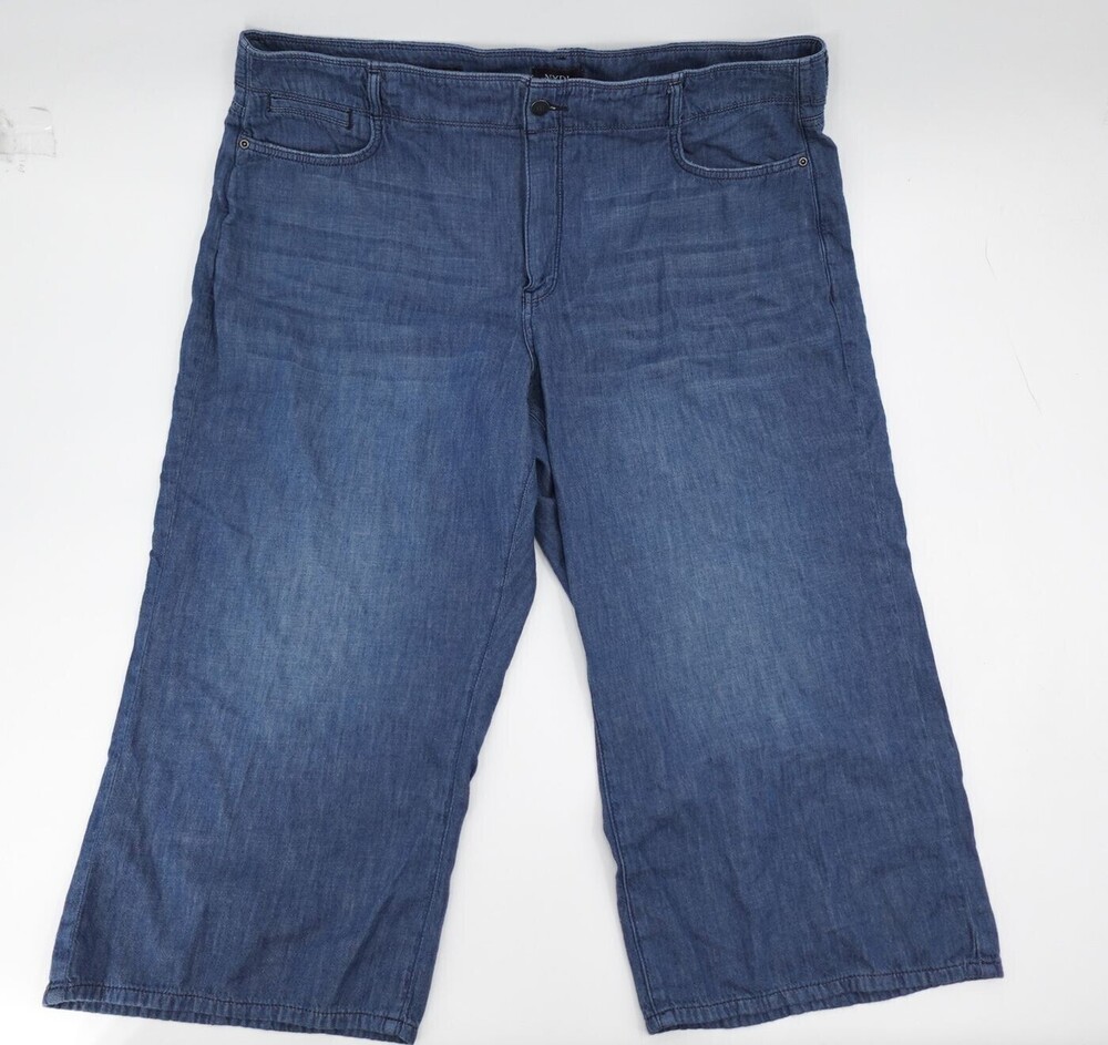 NYDJ Jeans Womens 16W Blue Wide-Leg Brigitte Cropped Capri Medium Wash Cotton